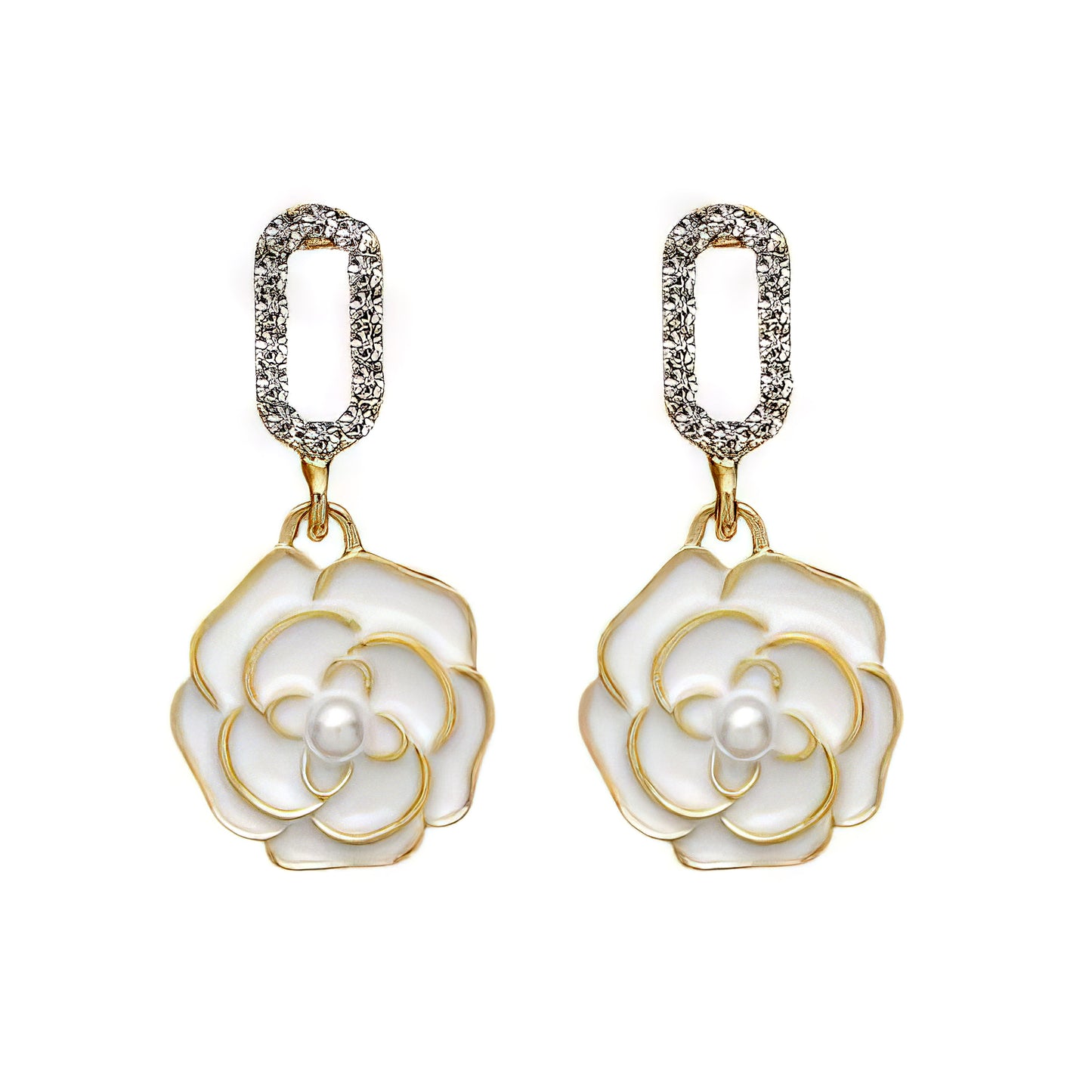 Crystal Petal Dangles-3 White