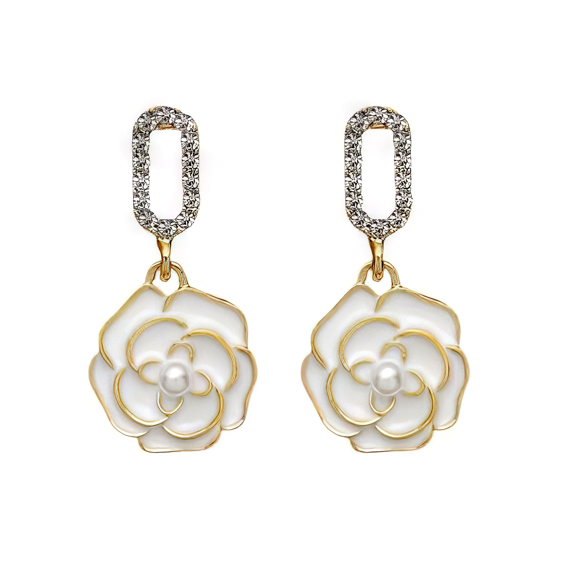 Crystal Petal Dangles-3 White