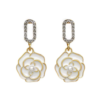 Crystal Petal Dangles-3 White