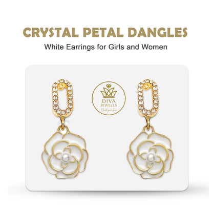 Crystal Petal Dangles-4 White