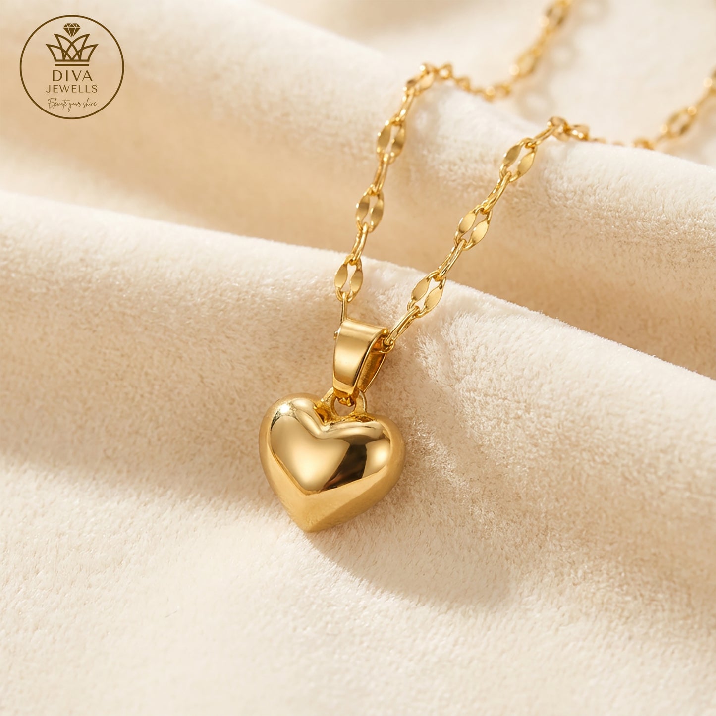 Diva Heart Shine (Gold) Necklace for Girls & Women