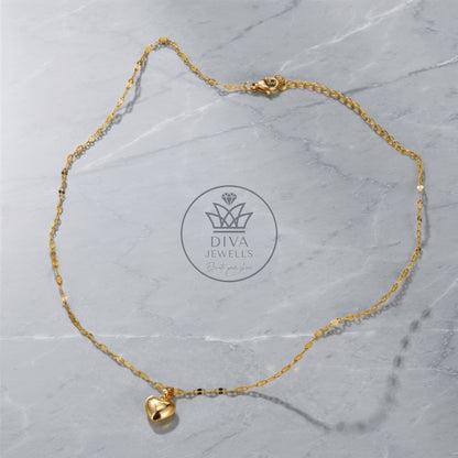 Diva Heart Shine (Gold) Necklace for Girls & Women