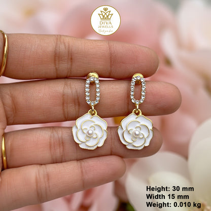 Crystal Petal Dangles-6 White