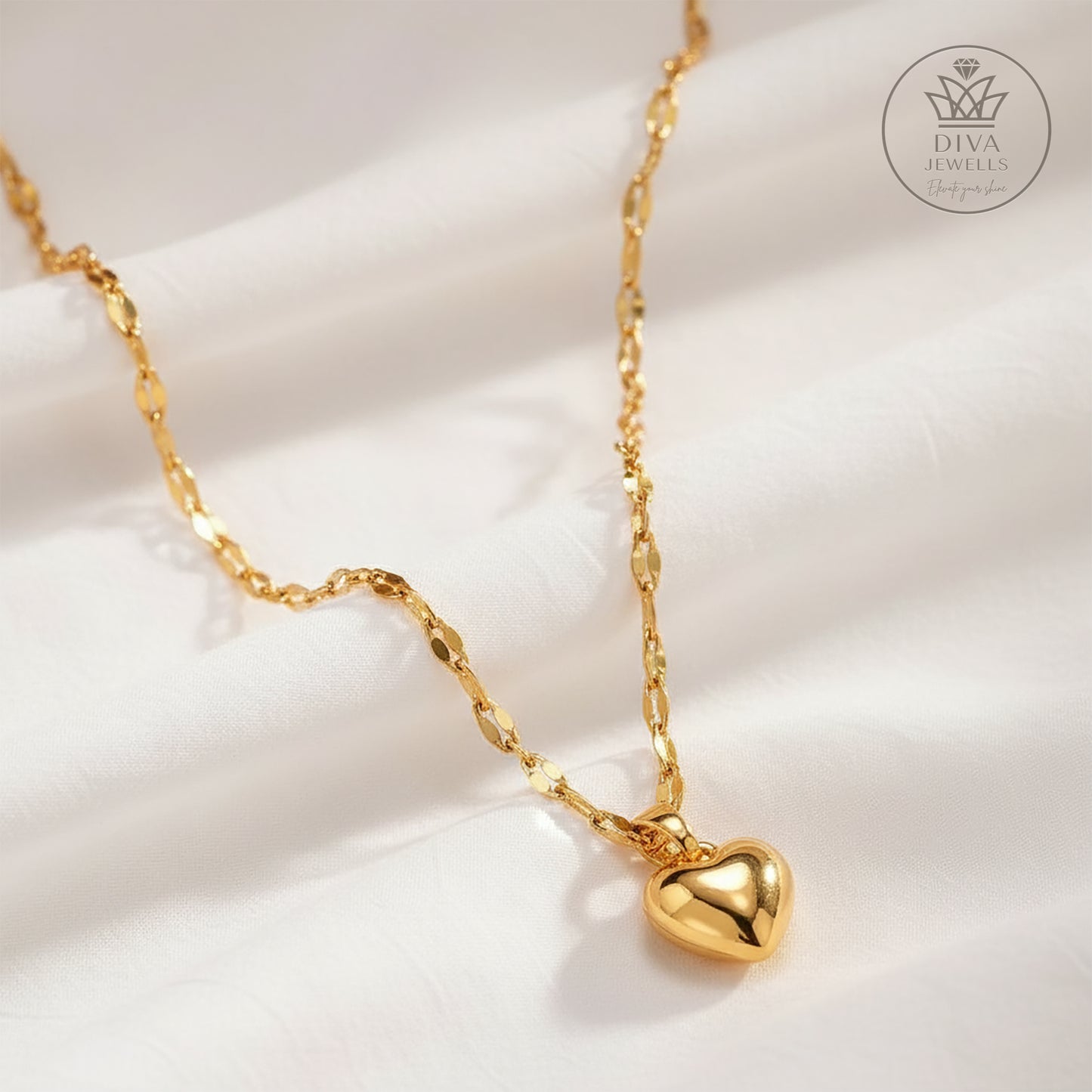 Diva Heart Shine (Gold) Necklace for Girls & Women